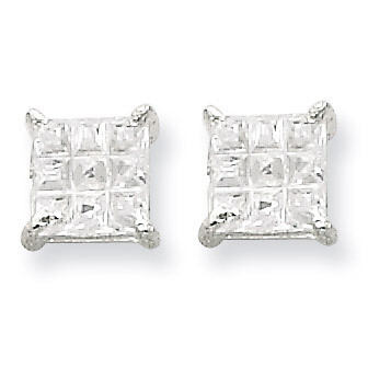 5mm Square Diamond Basket Set Stud Earrings Sterling Silver QE7529, MPN: QE7529, 883957536965