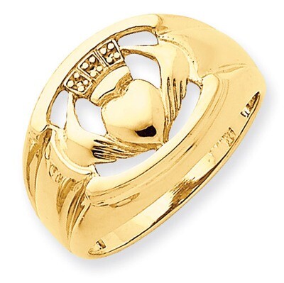 0.01ct. Diamond &amp; Onyx Men&#39;s Claddagh Ring Mounting 14k Gold Y4142, MPN: Y4142,