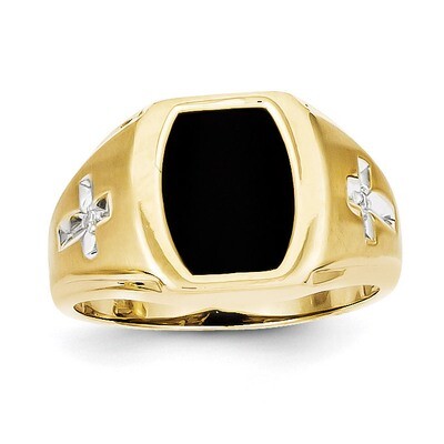 Onyx &amp; .01ct Diamond Mens Cross Ring 10k Gold 10X32, MPN: 10X32, 883957345246