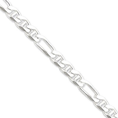 9 Inch 8.75mm Figaro Anchor Chain Sterling Silver QAF250-9, MPN: QAF250-9, 886774410234