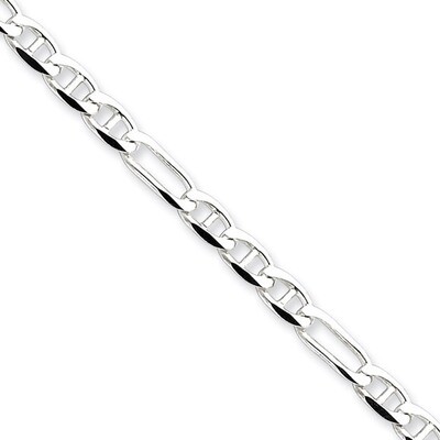 24 Inch 4.5mm Figaro Anchor Chain Sterling Silver QAF120-24, MPN: QAF120-24, 886774410050