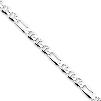 7 Inch 3.75mm Figaro Anchor Chain Sterling Silver QAF100-7, MPN: QAF100-7, 886774105048