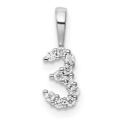 Diamond Number 3 Pendant 14k White Gold PM8369-3-010-WA, MPN: PM8369-3-010-WA, 196904076392