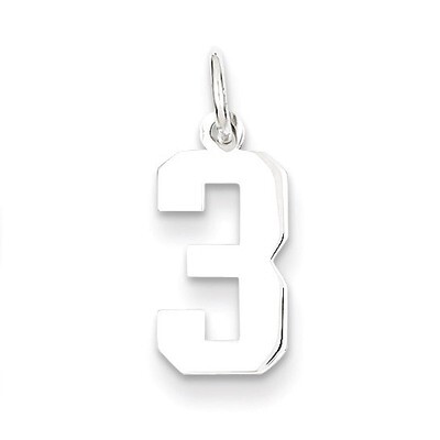 Charm Number 3 Sterling Silver Polished QSS03, MPN: QSS03, 883957101200