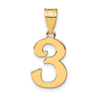Number 3 Pendant 14k Gold Polished APN03, MPN: APN03, 196904086322