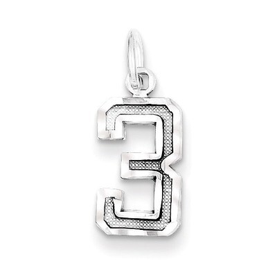 Number 3 Charm Diamond-cut Sterling Silver QSN03, MPN: QSN03, 883957120577