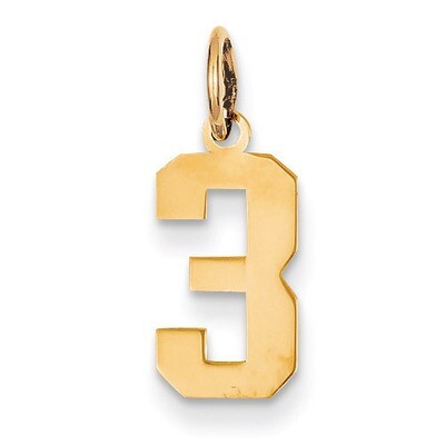 Small Polished Number 3 Charm 14k Gold LS03, MPN: LS03, 886774102269