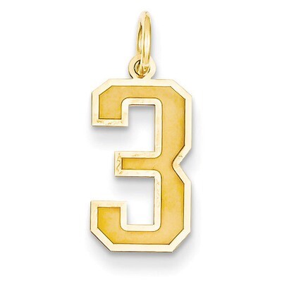 Medium Satin Number 3 Charm 14k Gold LSM03, MPN: LSM03, 886774102368