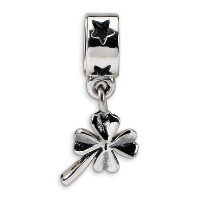 4-leaf Clover Dangle Bead - Sterling Silver QRS1145, MPN: QRS1145, 883957276465