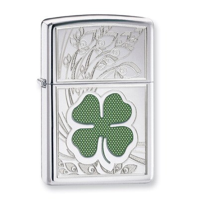 Zippo Four-leaf Clover High Polish Chrome Lighter GM3236, MPN: GM3236, 41689246990