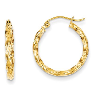 Twist Hollow Hoop Earrings 14k Gold TL693, MPN: TL693, 883957484419
