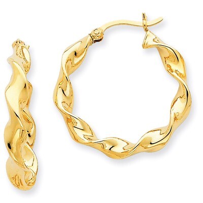 4.00mm Twisted Hoop Earrings 14k Gold TE216, MPN: TE216, 883957290669