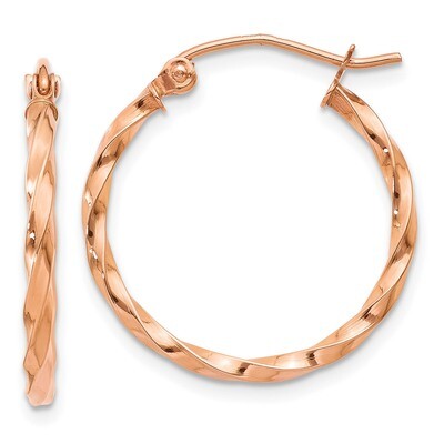 Twisted Hoop Earrings 14k Rose Gold TF604, MPN: TF604, 886774960913