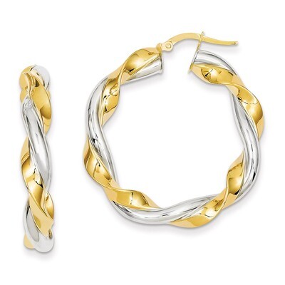 Twisted Hoop Earrings 14K Gold &amp; Rhodium PRE776, MPN: PRE776, 883957536019