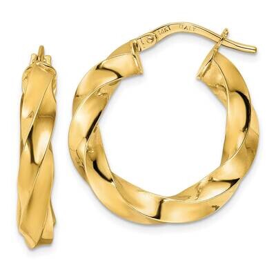 Twisted Hoop Earrings 14k Gold Polished TF2114, MPN: TF2114, 883957989952