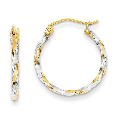 Hollow Twisted Hoop Earrings 14K Gold &amp; Rhodium TL699, MPN: TL699, 886774562735