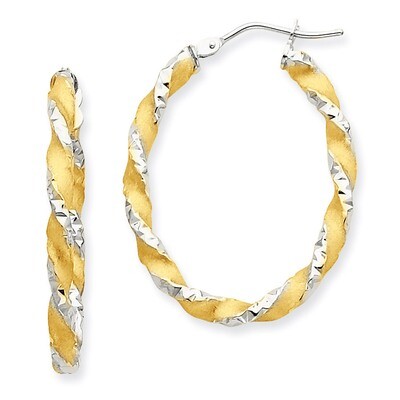 Twisted Hoop Earrings 14K Gold &amp; Rhodium PRE781, MPN: PRE781, 886774961002