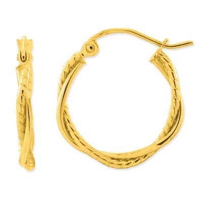 2.25mm Twisted Hoop Earrings 14k Gold Polished E849, MPN: E849, 883957900209