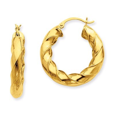 5.0mm Twisted Hoop Earrings 14k Gold Polished TC395, MPN: TC395, 883957289861