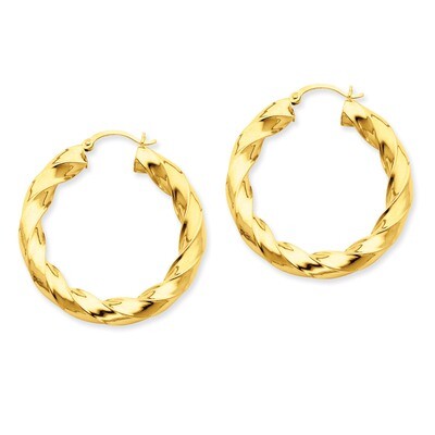 5.0mm Twisted Hoop Earrings 14k Gold Polished TC393, MPN: TC393, 883957289854
