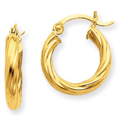 2.75mm Twisted Hoop Earrings 14k Gold Polished TC387, MPN: TC387, 883957289816