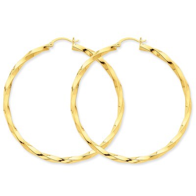 3mm Twisted Hoop Earrings 14k Gold Polished TC365, MPN: TC365, 883957289755