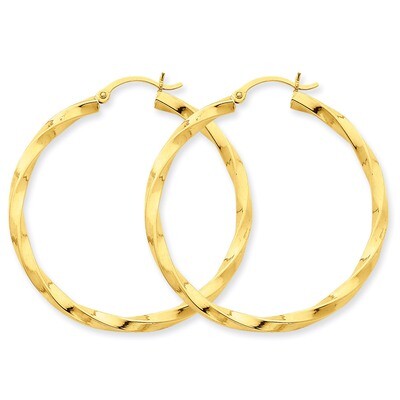 3mm Twisted Hoop Earrings 14k Gold Polished TC363, MPN: TC363, 883957289748
