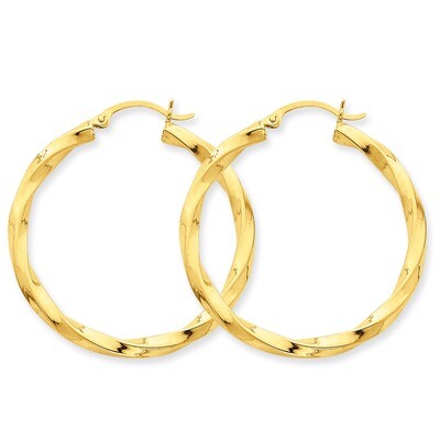 3mm Twisted Hoop Earrings 14k Gold Polished TC362, MPN: TC362, 883957289731