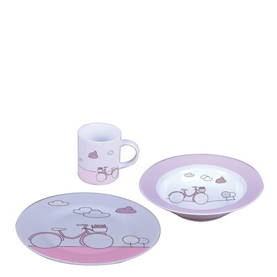 Sambonet kids set pink bike kids table set 3 pieces - porcelain, MPN: 59010-27, 790955987944