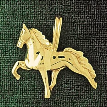 Dazzlers Jewelry Racing Horse Pendant Necklace Charm Bracelet in Yellow, White or Rose Gold 1748, M…