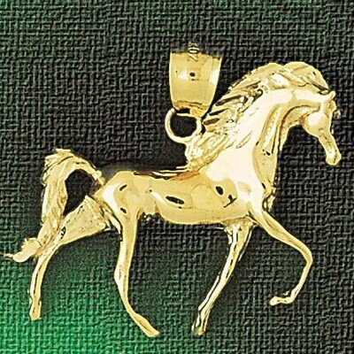 Dazzlers Jewelry Racing Horse Pendant Necklace Charm Bracelet in Yellow, White or Rose Gold 1751, M…