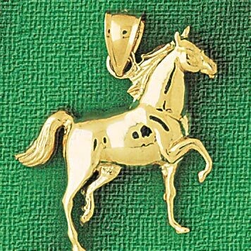 Dazzlers Jewelry Racing Horse Pendant Necklace Charm Bracelet in Yellow, White or Rose Gold 1749, M…