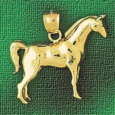 Dazzlers Jewelry Racing Horse Pendant Necklace Charm Bracelet in Yellow, White or Rose Gold 1750, M…