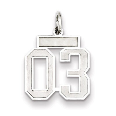 Small Satin Number 3 with Top Sterling Silver QPS03T