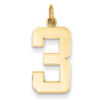 Casted Large Polished Number 3 Charm 14k Gold LP03, MPN: LP03, 886774102153
