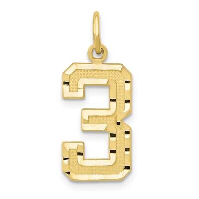 Diamond-Cut Number 3 Charm 10k Gold Casted Medium 10MN03, MPN: 10MN03,