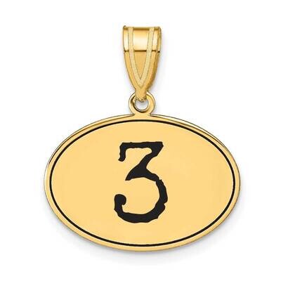 Number 3 Black Epoxy Oval Pendant 14k Gold Polished OEN03, MPN: OEN03, 196904082751