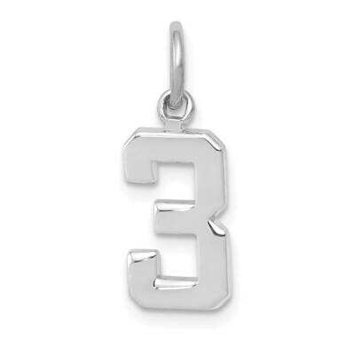 Casted Small Polished Number 3 Charm 14k White Gold WSP03, MPN: WSP03, 196904072301