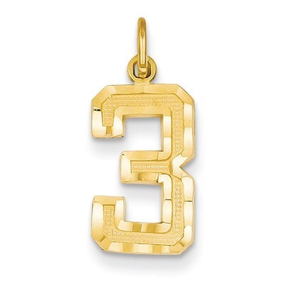 Casted Medium Diamond Cut Number 3 Charm 14k Gold MN03, MPN: MN03, 886774102948