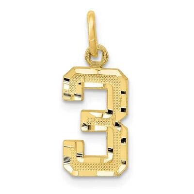 Diamond-Cut Number 3 Charm 10k Gold Casted Small 10SN03, MPN: 10SN03,