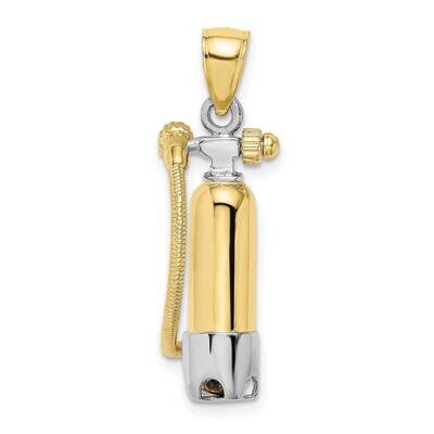 Rhodium 3-D Single Scuba Tank Hose Charm 10k Gold 10K9121, MPN: 10K9121,