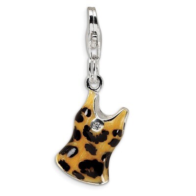 BlackYellow Enamel Tank Top Charm Sterling Silver Synthetic Diamond QCC211 by Amore La Vita, MPN: Q…