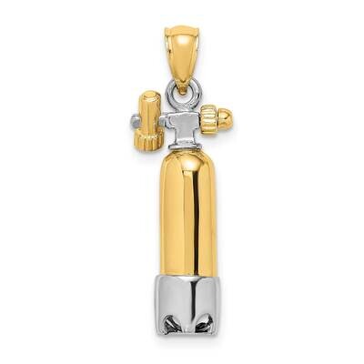3-D Single Scuba Tank Charm 14k Gold Rhodium K9119, MPN: K9119, 637218044320
