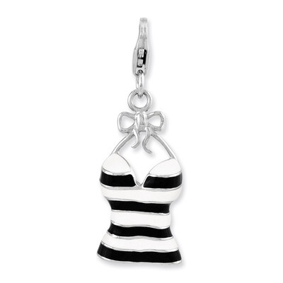 3-D Tank Top Charm Sterling Silver Enameled QCC899 by Amore La Vita, MPN: QCC899, 886774236100