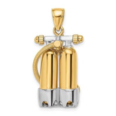 3-D Double Scuba Tanks with Air Hose Charm 14k Gold Rhodium K9118, MPN: K9118, 637218044313