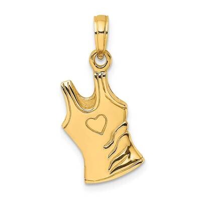 Tank Top Shirt with Heart Charm 14k Gold 3-D K7287, MPN: K7287, 637218092109