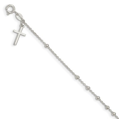 Cross Charm Bracelet 7.5 Inch Sterling Silver QG3918-7.5, MPN: QG3918-7.5, 191101481017