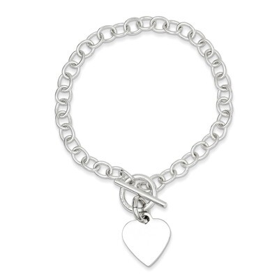 7.5 Inch Heart Charm Bracelet Sterling Silver Polished QG3283-7.5, MPN: QG3283-7.5, 886774638669
