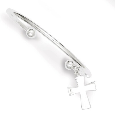 Cross Cuff Bangle Bracelet Sterling Silver QB418, MPN: QB418, 883957267791