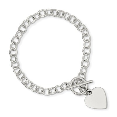 Heart Charm Bracelet 8.5 Inch Sterling Silver Polished QG3283-8.5, MPN: QG3283-8.5, 886774103235